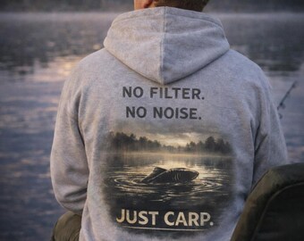 Carp Fishing Hoodie – UK Angling, Hand Drawn Graphic, Minimalist Design