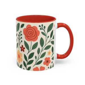 Pastellblumenblüten-Becher 11 Unzen keramische Kaffeetasse mit nahtlosen Frühlings-Muster