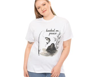 Hooked on Peace Unisex Tee: Fishing Lover Gift