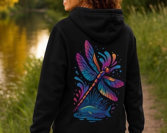 Neon Skimmer Colourful Dragonfly hoodie