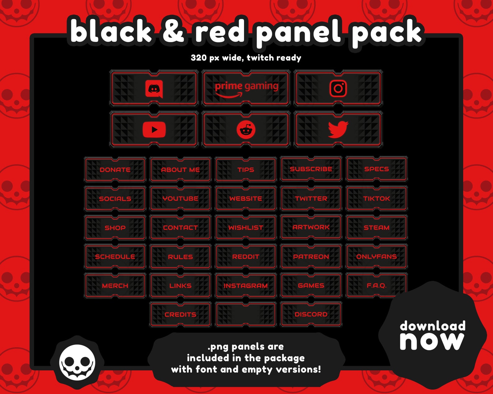 Black and Red Twitch Panel Pack / Stream / Crimson Etsy