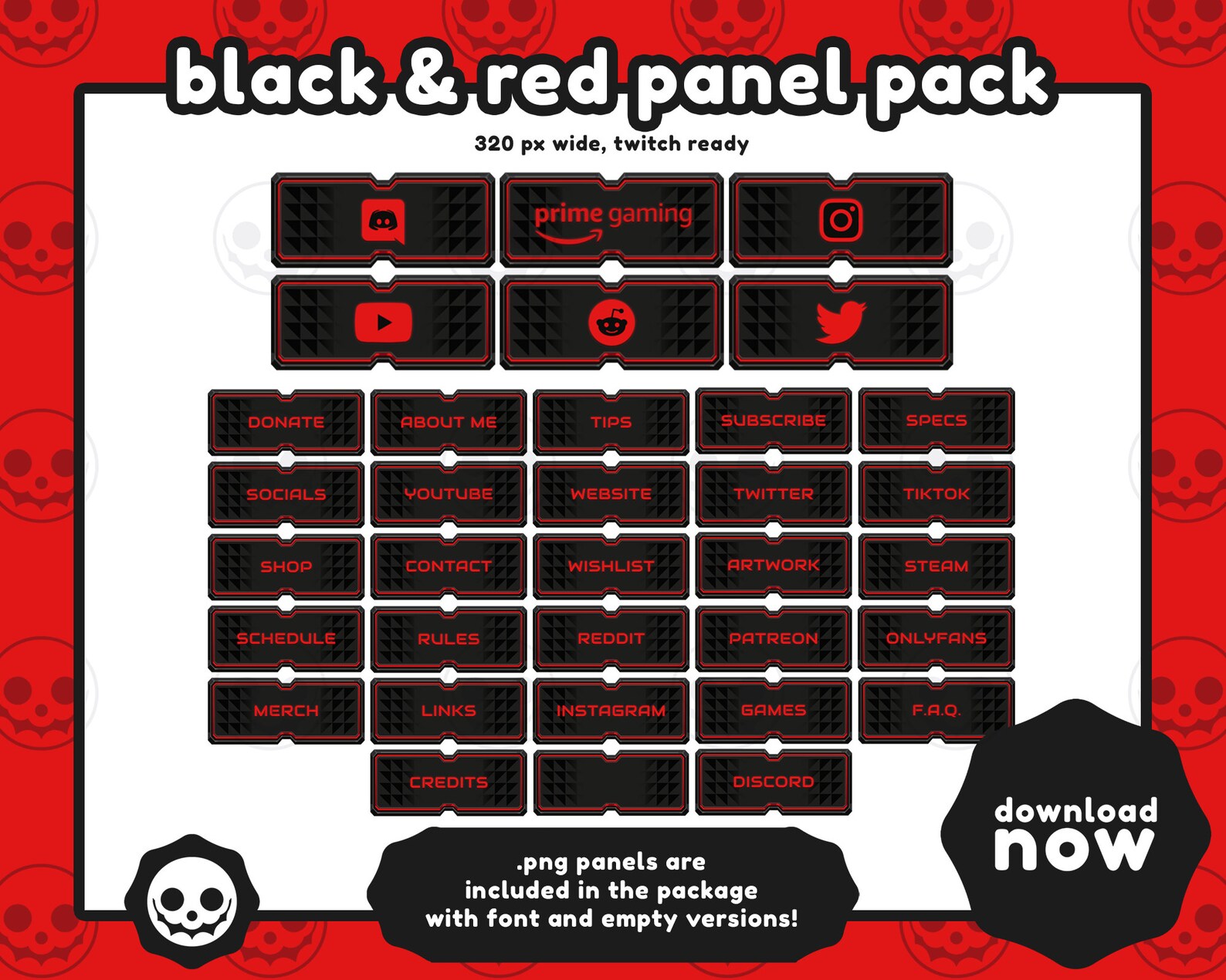 Black and Red Twitch Panel Pack / Stream / Crimson Etsy