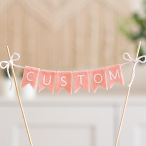 Personalized Bunting Cake Topper - Custom Name Flag Cake Banner in Various Colors for Birthday, Graduation, Wedding, Anniversary, Engagement