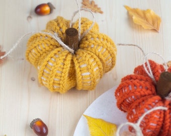 Hand Knit Pumpkin - Fall Party Decor - Autumn Baby Shower - First Thanksgiving - Unique Fall Home Decor - Housewarming Gift - Hello Autumn
