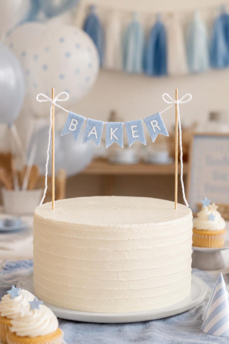 Personalized Bunting Cake Topper - Custom Name Flag Cake Banner in Various Colors for Birthday, Graduation, Wedding, Anniversary, Engagement image 3