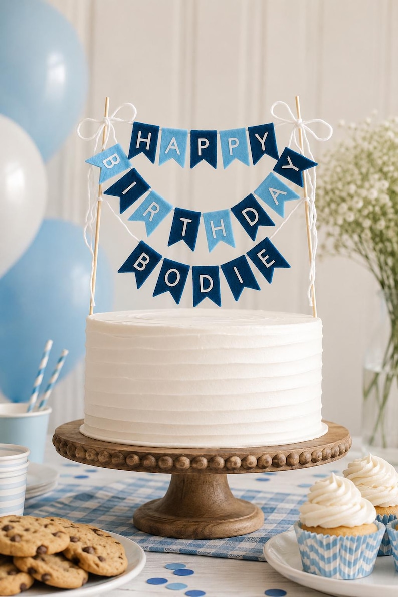 Personalized Bunting Cake Topper - Custom Name Flag Cake Banner in Various Colors for Birthday, Graduation, Wedding, Anniversary, Engagement image 10