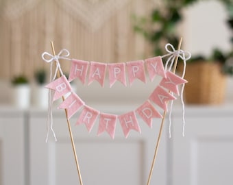 Personalized Bunting Cake Topper - Custom Name Flag Cake Banner in Various Colors for Birthday, Graduation, Wedding, Anniversary, Engagement