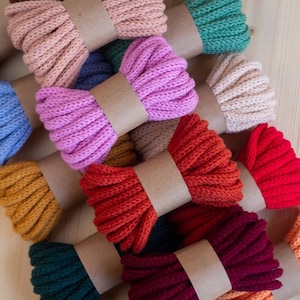 Handmade Knitted Cotton Tricotin Cord In 29 Colours - Icord By The Meter - Tube Rope for DIY Wire Knitted Wall Word Crafts - French Knitting