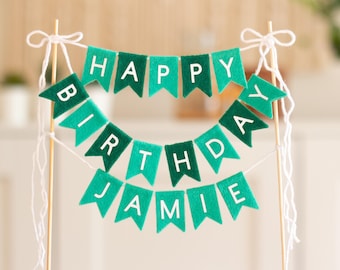 Personalisierte Wimpelkette Tortengirlande - Tortengirlande in verschiedenen Farben für Geburtstag, Abschlussfeier, Hochzeit, Jubiläum, Verlobung