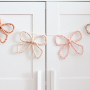 Bow Garland - Knitted Wire Tricotin Bow Wall Decor - Little Girls Room Decoration - Bow Party Garland - Gift for Girl Baby - Coquette Decor