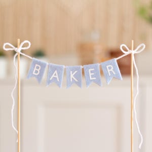 Personalized Bunting Cake Topper - Custom Name Felt Flag Banner - Boys Baby Shower Party Decoration - First Birthday Decor - Cake Smash Prop