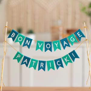 Adorno para tarta Bon Voyage personalizado - Decoración para tarta de despedida de viaje - Decoración para fiesta de despedida - Adorno para tarta Adventure Awaits - Banner de despedida