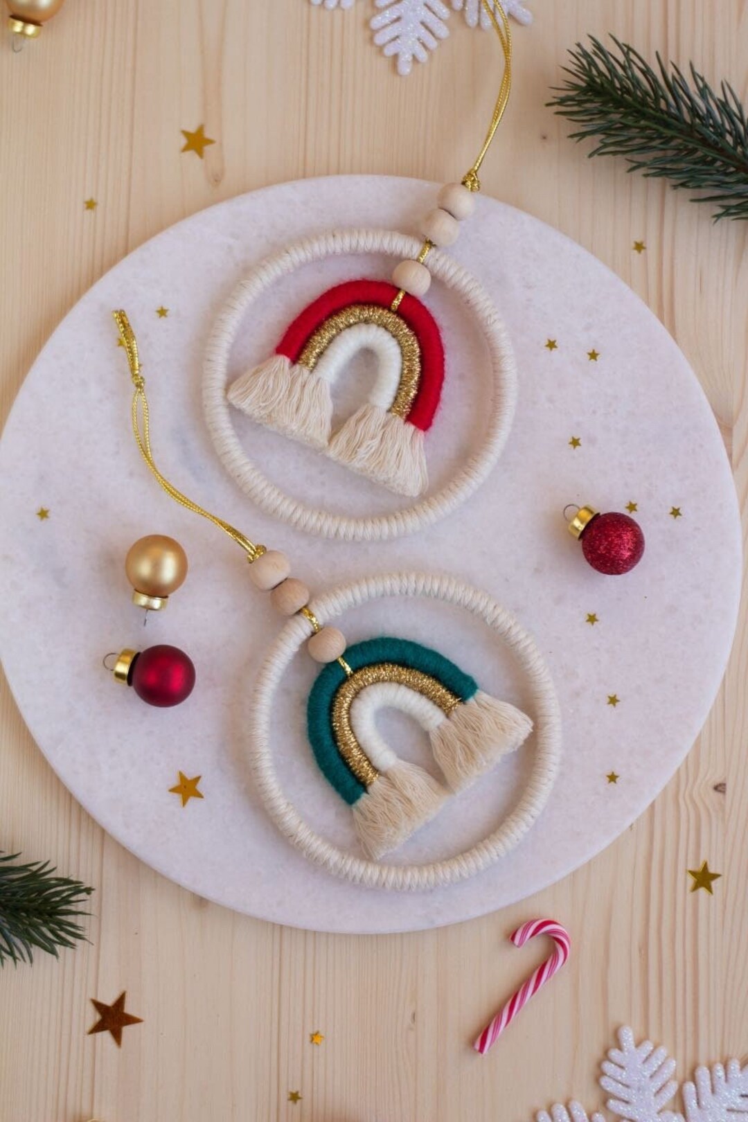 Christmas Ornament Macrame Rainbow Hanging in the Hoop Christmas Tree ...