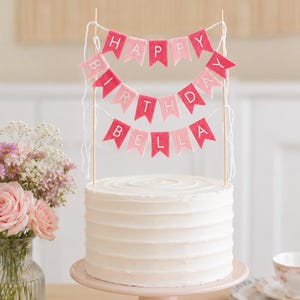 Personalized Bunting Cake Topper - Custom Name Flag Cake Banner in Various Colors for Birthday, Graduation, Wedding, Anniversary, Engagement image 4