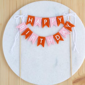 Happy Birthday Cake Girlande Topper - Mini Filz Wimpel Flaggen Kuchengirlande - Wiederverwendbare Kuchengirlande