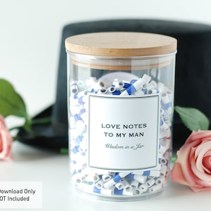 Notes d'amour de la Saint-Valentin à imprimer pour mon homme 365 citations en pot de messages, cadeau pour lui, cadeau d'anniversaire bricolage pour lui, pot Je t'aime