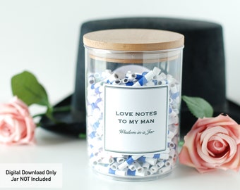 good thinking of you gifts for him PRINTABLE Valentines Love Notes to My Man 365 messages jar quotes, gift for him, v-day Birthday DIY Gift for him I love you jar