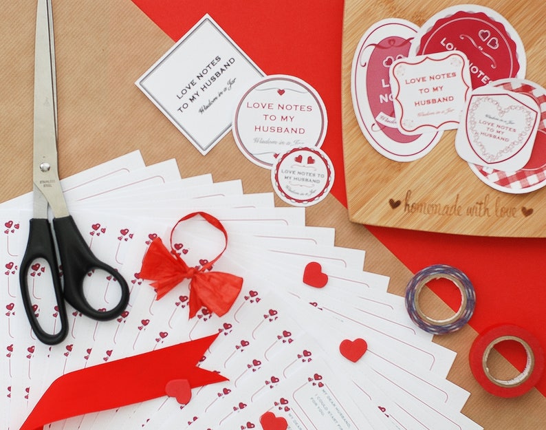valentines day gift PRINTABLE Love Notes to My Husband Christmas gift 365 messages quotes DIY Anniversary Birthday Gift for him