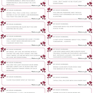 PRINTABLE Love Notes to My Husband Valentines Gift 365 Messages Quotes ...