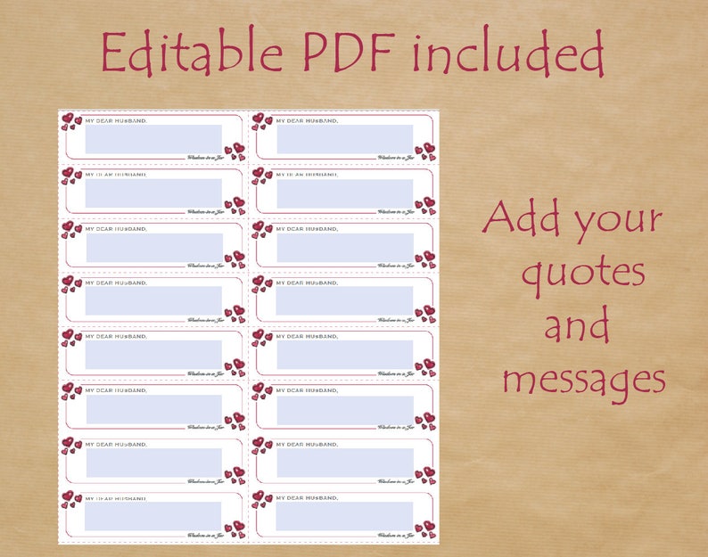 valentines day gift PRINTABLE Love Notes to My Husband Christmas gift 365 messages quotes DIY Anniversary Birthday Gift for him