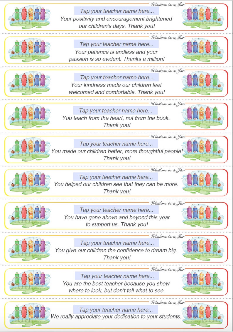 PRINTABLE Thank You Notes for Teachers 50 Quotes Thank You - Etsy