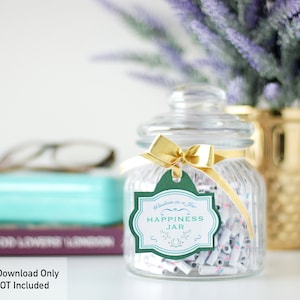 DRUCKBARE Happiness Challenge 365 Nachrichten für Glas & Etiketten, DIY Geburtstagsgeschenk, druckbare Zitate, Selbstpflege Geschenk Bestie Geschenk Origami washi