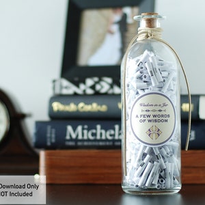 IMPRIMIBLE 365 citas para Wisdom Jar en un tema original de esquina amarilla de acuarela, 12 lindas etiquetas y PDF editable - Regalo de cumpleaños perfecto