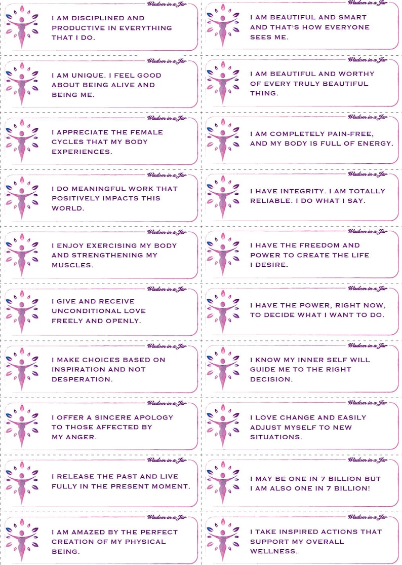 365 Positive Affirmations Printable Printable Templates