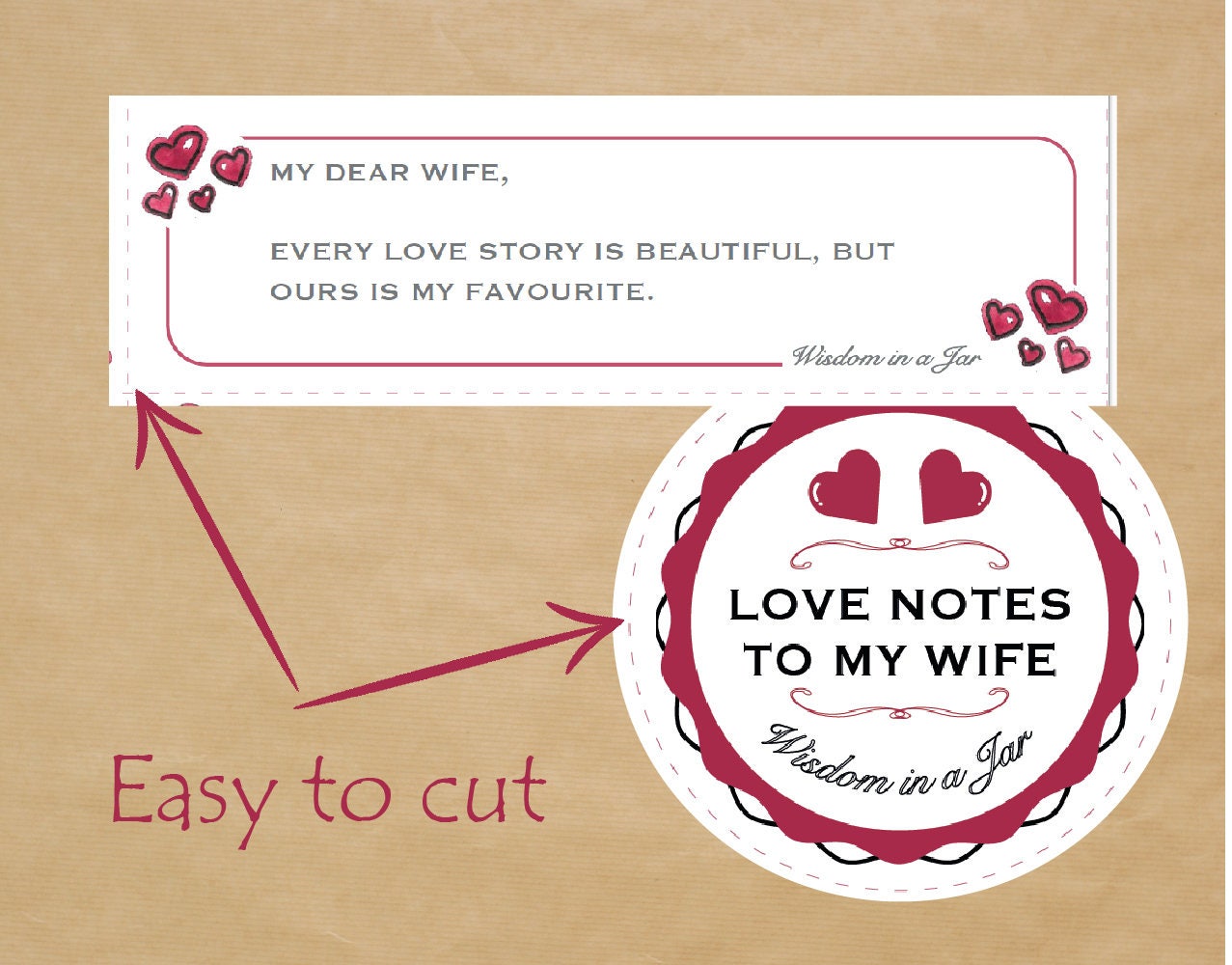 PRINTABLE Love Notes to My Wife 365 Messages Quotes 12 Jar Etsy