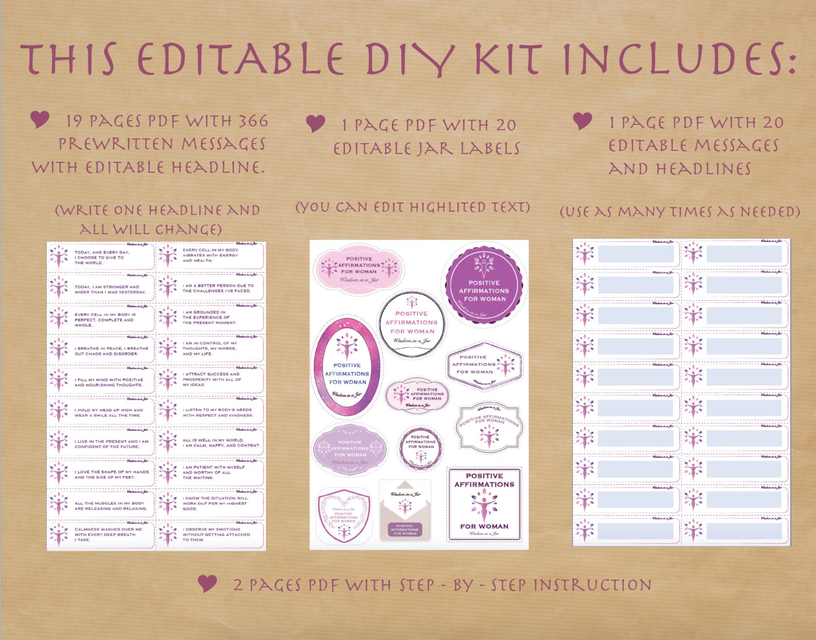 PRINTABLE Positive Affirmations for Woman 365 Quotes Adult - Etsy UK
