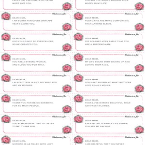 PRINTABLE Love Notes to My Mom - 365 Messages Quotes Cards, Jar Labels ...