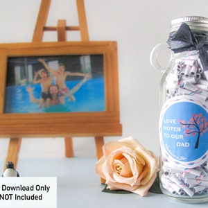 AFDRUKBARE Vaderdagcadeau veel kinderen versie 365 Love Notes berichten citaten voor pot, DIY 12 pot labels & bewerkbare PDF - Instant Download