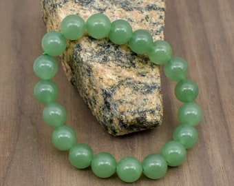 Natural 10 mm Green Aventurine Bead Bracelet-5 inch to 9 inch-Men, Women,Unisex Gemstone Bracelet-Necklace Available -Healing Stone