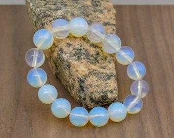 Natural 12 mm Opalite Bead Bracelet-6 inch to 9 inch-Men, Women,Unisex Gemstone Bracelet -Necklace Available-Healing Stone