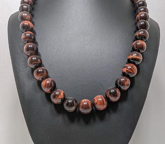 Red Tigers Eye Beads Handmade Tiger's Eye Gemstone Bead Necklace - Multi-Color Round Beads 6-12mm (18-48") Bluetiger Eye Necklace - Foto 10