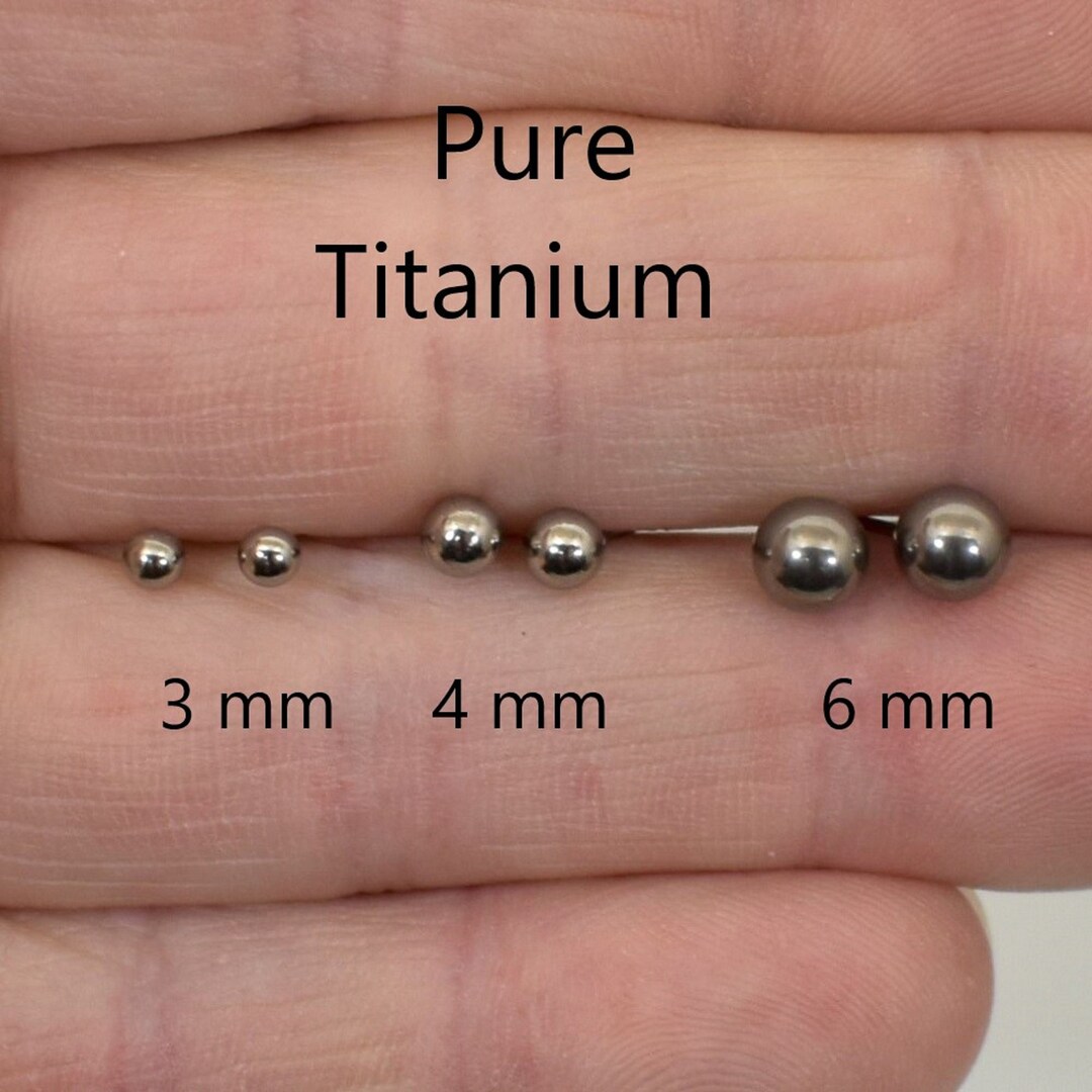 Pure Titanium Stud Earrings 3mm 4mm 6mm Titanium Ball Stud