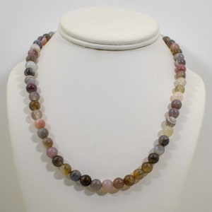 Natural 8 mm Botswana Agate Bead Necklace-18 inch, 20 Inch, 22 Inch, 24 Inch, 27 inch,30 inch-CUSTOM-Stainless Steel Lobster Clasp image 2