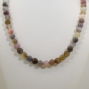 Natural 8 mm Botswana Agate Bead Necklace-18 inch, 20 Inch, 22 Inch, 24 Inch, 27 inch,30 inch-CUSTOM-Stainless Steel Lobster Clasp image 1