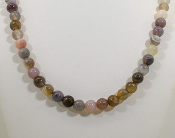 Natural 8 mm Botswana Agate Bead Necklace-18 inch, 20 Inch, 22 Inch, 24 Inch, 27 inch,30 inch-CUSTOM-Stainless Steel Lobster Clasp