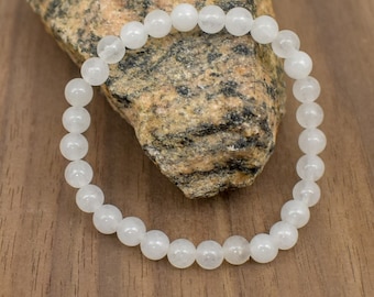 Natural 6 mm White Jade Bead Bracelet-5 inch to 9 inch-Men, Women,Unisex Gemstone Bracelet-Necklace Available-Healing Stone - 6mm