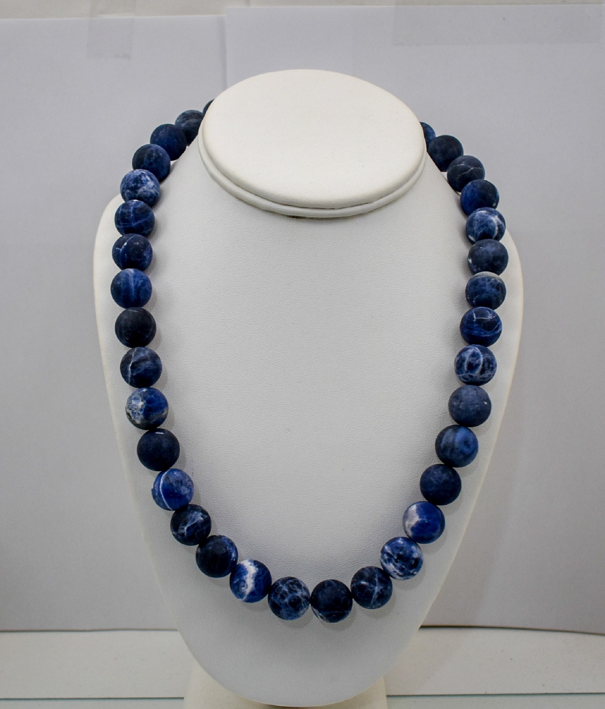 Natural 14 mm Matt Sodalite Bead Necklace18 inch20 Inch22 Etsy
