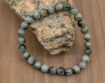 Natural 6 mm Eagle Hawk Eye Bead Bracelet-5 inch to 9 inch-Men, Women,Unisex Gemstone Bracelet-Necklace Available -Healing Stone - 6mm