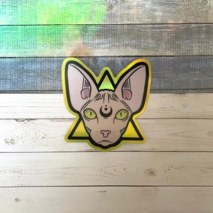Cat Sticker - Sphinx Cat Sticker - Gold Foil Sticker