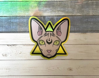 Katzen Sticker - Sphinx Katze Aufkleber - GoldFolie Sticker