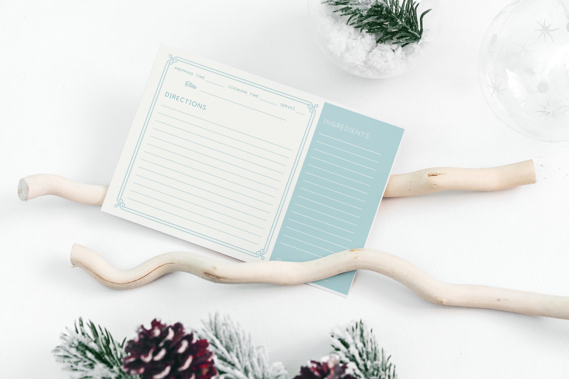 Recipe Card Template Recipe Card Digital Download Cookbook Template