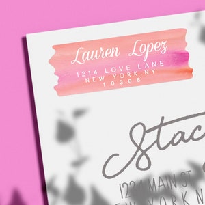 Pink Return Address Labels | Personalized Labels | Personalized Return Address Stickers | Ombre Address Sticker | Watercolor Address Labels