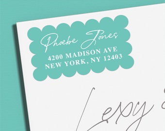 Turquoise Scallop Edged Return Address Labels | Personalized Labels | Custom Return Address Sticker | Colorful Labels | Unique Gifts