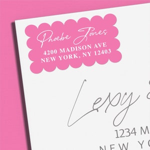 Pink Scallop Edged Return Address Labels | Personalized Labels | Custom Return Address Sticker | Colorful Labels | Unique Gifts