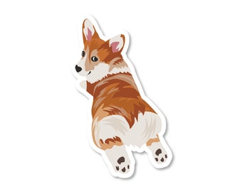 Sticker corgi aux cheveux clairs | Autocollants en vinyle pour chien | Sticker imperméable | Stickers bouteille d'eau | Stickers tendance | Cadeau pour les amoureux des chiens