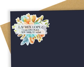 Floral Bouquet Watercolor Return Address Labels | Personalized Labels | Custom Return Address Sticker | Colorful Floral Labels